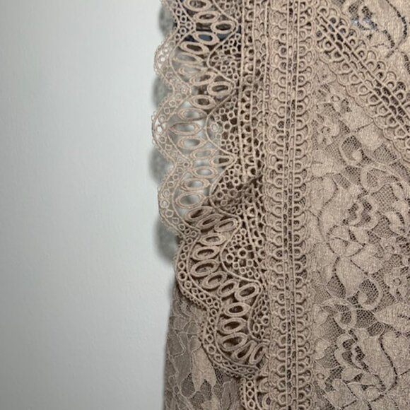 NWOT Cable & Gauge Women's Lace Crochet Nude Romantic Neutral Top - Size L - Picture 5 of 8
